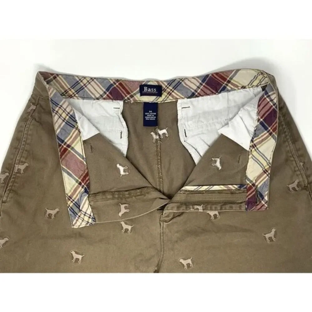 GH Bass & Co Brown Dogs Men's Flat Front Walking Golf Shorts‎ Size 34